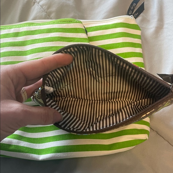 Thirty-One Green Striped and Floral Cosmetic Bags - Picture 6 of 6